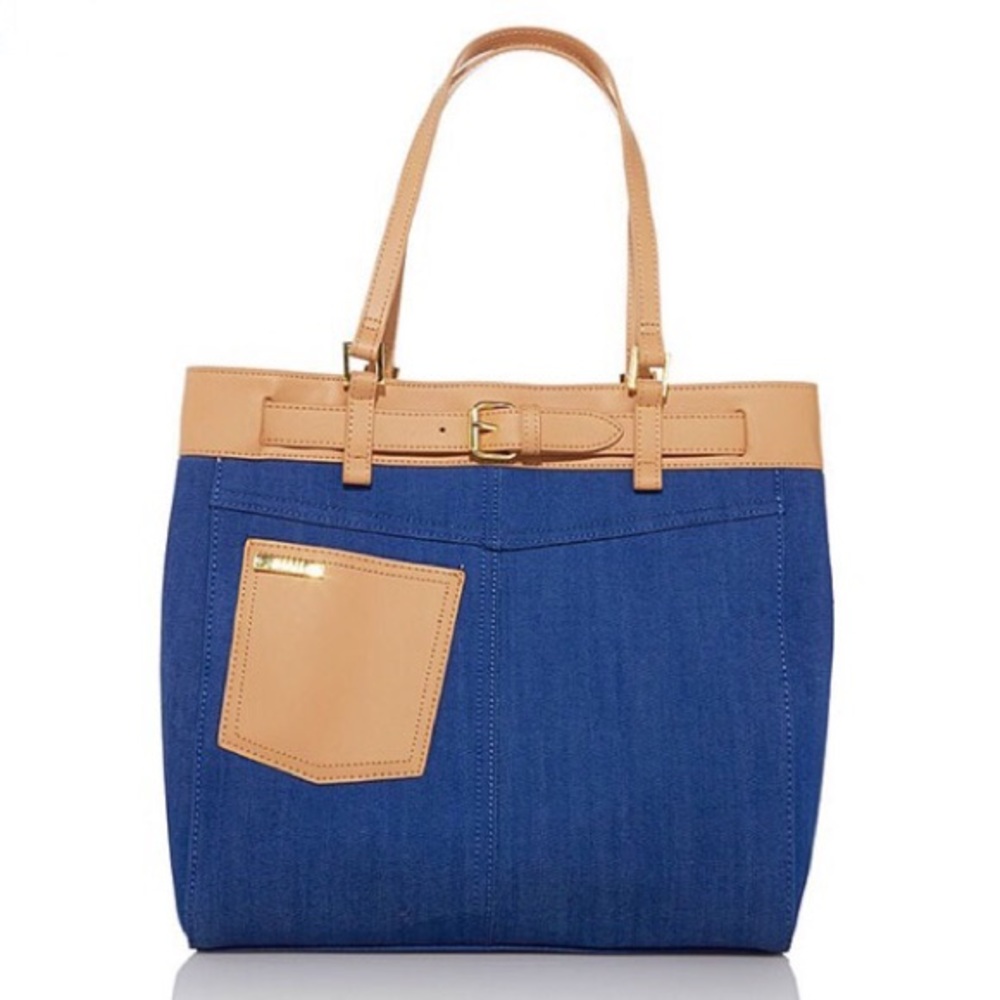 Nwot Iman Denim Global Chic Statement Bag - image 1